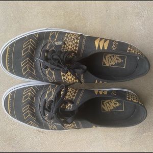 Black/gold tribal print Vans!! Great condition!